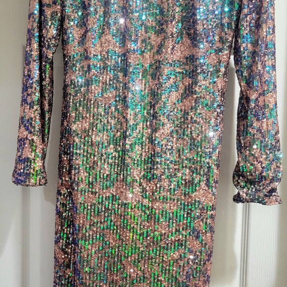 New! Dress the Population Emery blush multi sequin bodycon gown dress - Picture 7 of 7